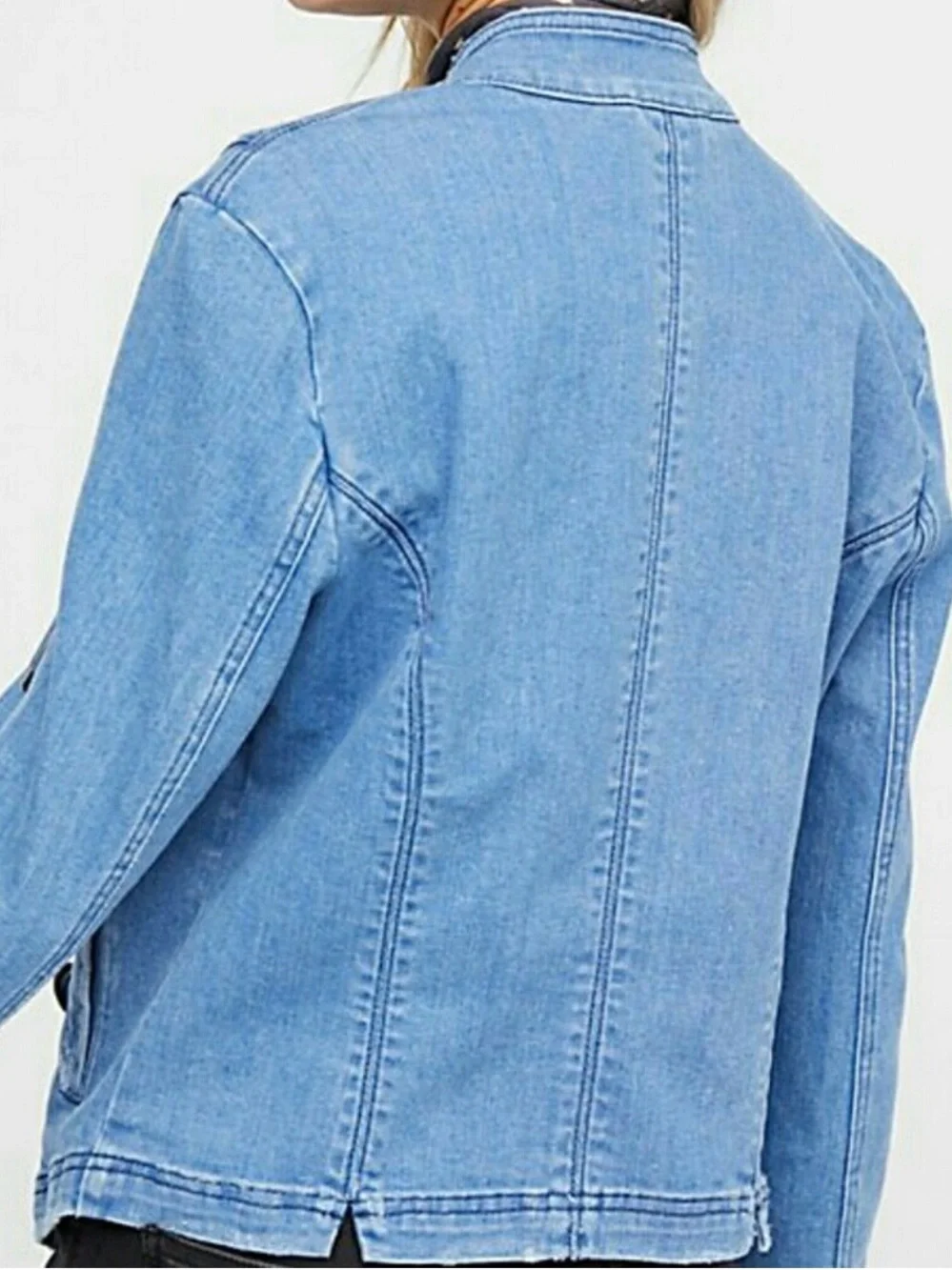 Free People Light Blue Denim Military Jacket Size XS - Picture 4 of 16